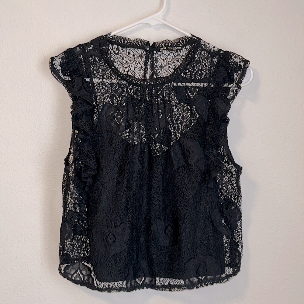 zara black lace top